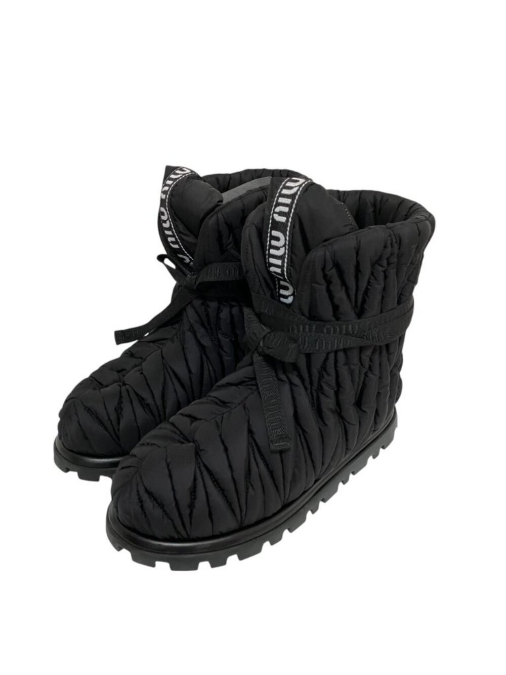Miu Miu Padded Matelasse Booties Re-Nylon Snow Boots Black Autumn Winter